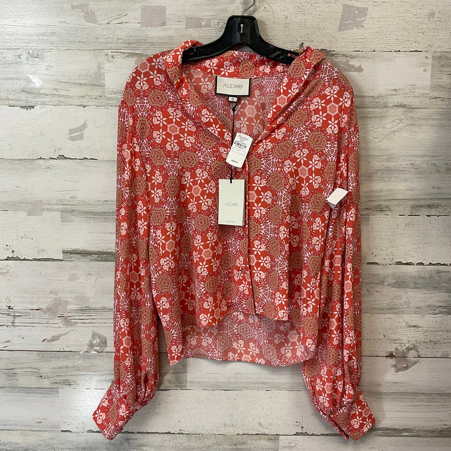 Blouse Long Sleeve By ALEXIS In Orange, Size: S