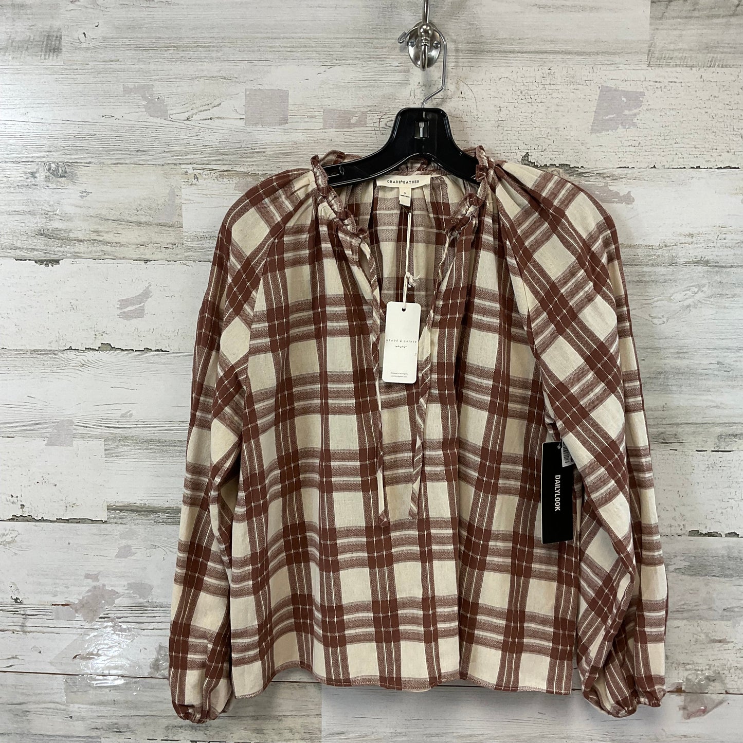 Top Long Sleeve By GRADE & GATHER In Brown, Size: S