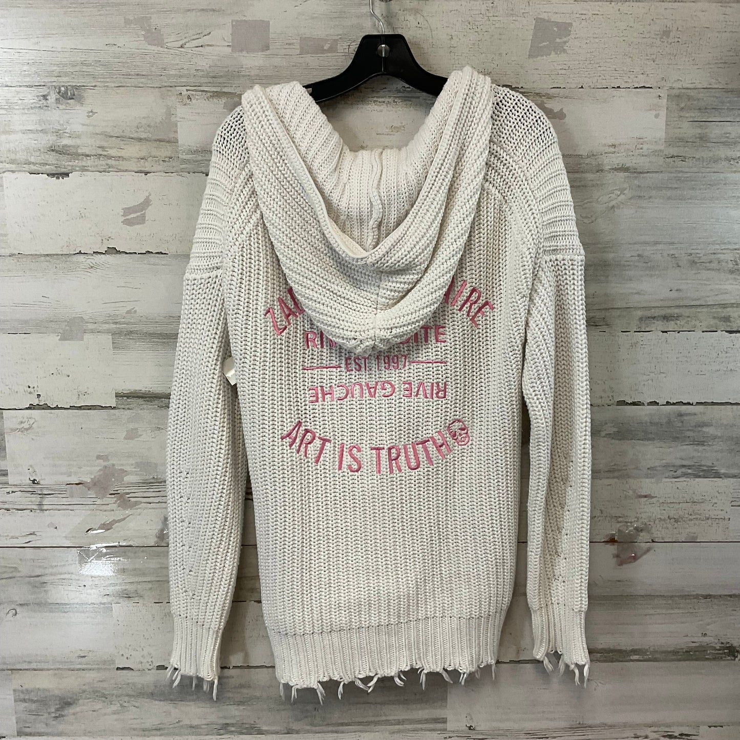 Sweater Cardigan Designer By Zadig And Voltaire In White, Size: Xs/ S