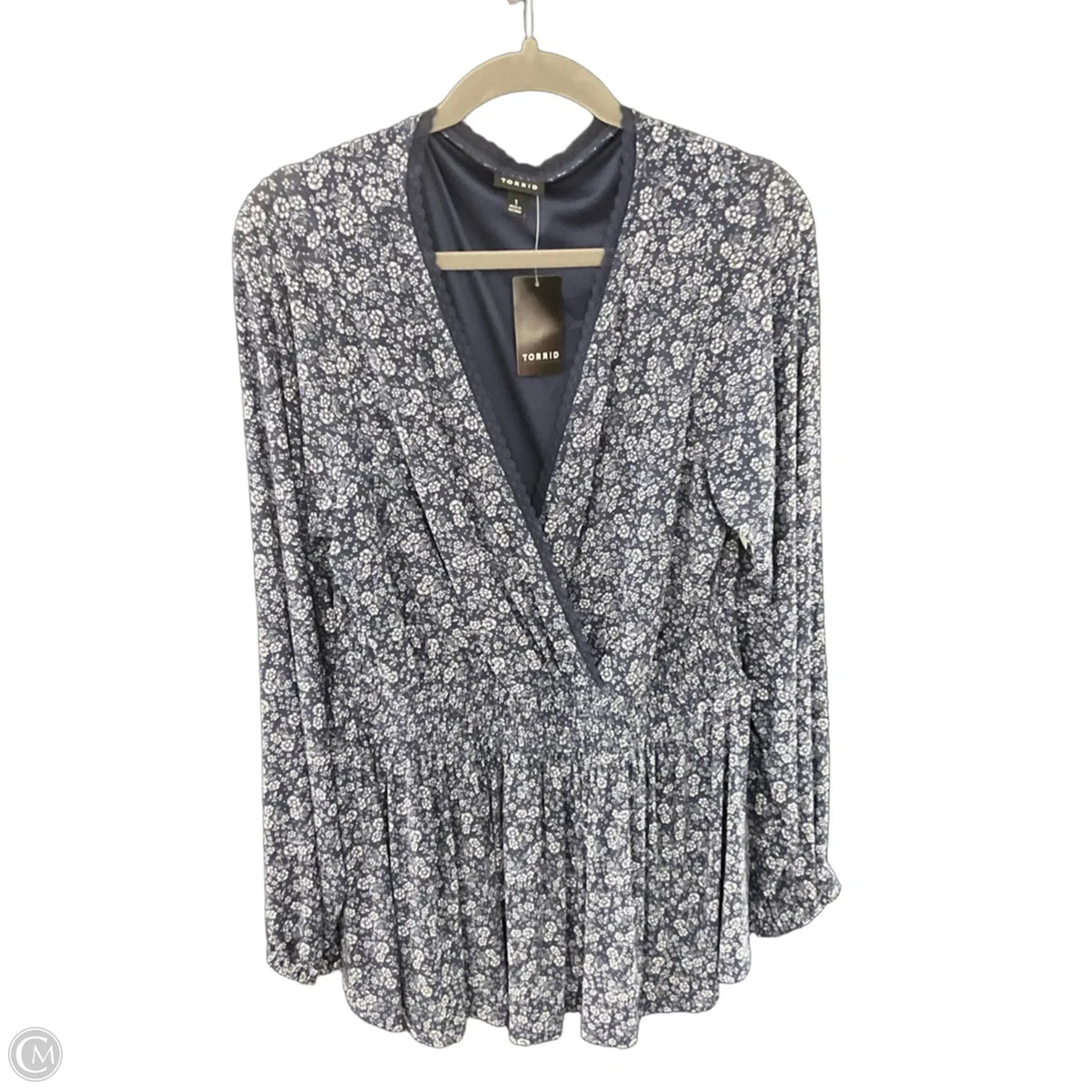 Blouse Long Sleeve By Torrid In Blue, Size: 1x