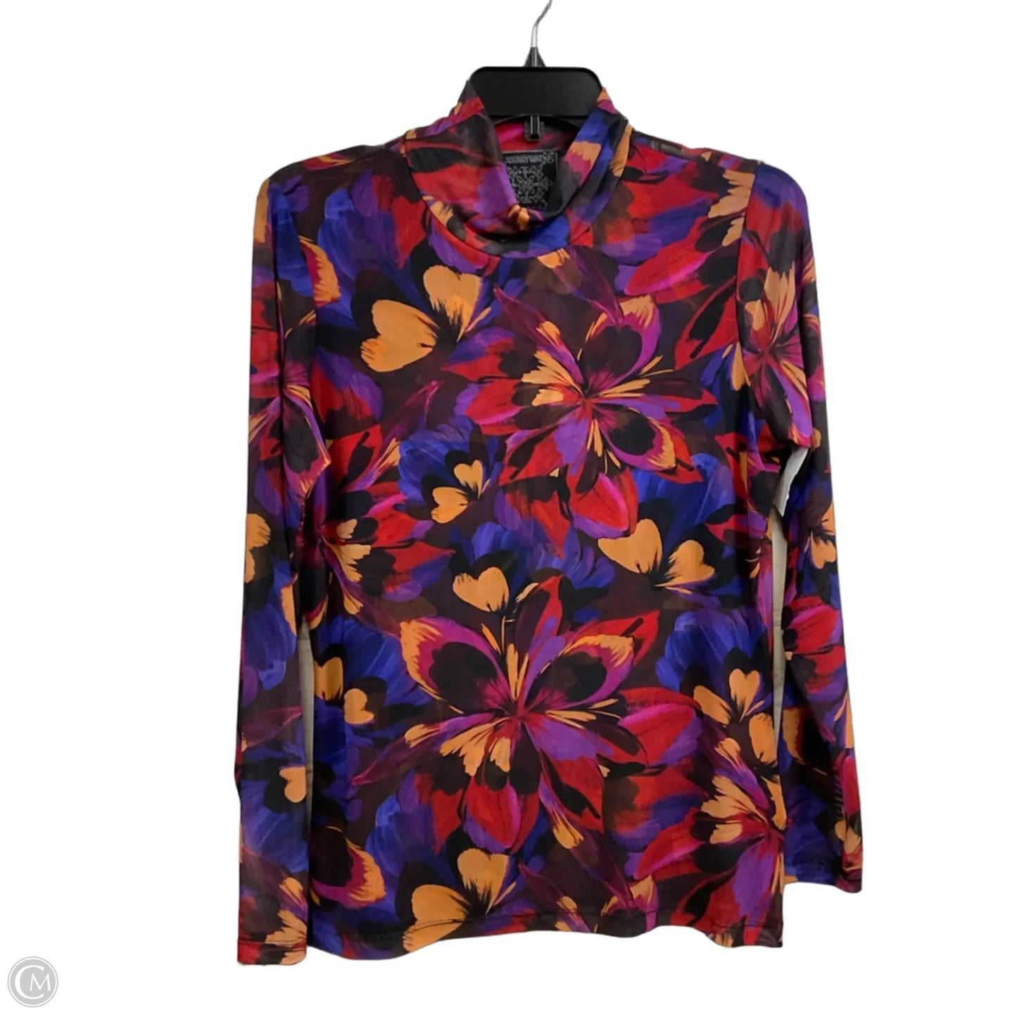 Blouse Long Sleeve By Johnny Was In Blue & Red, Size: L