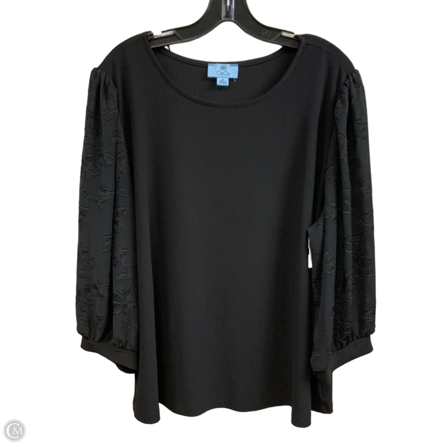 Blouse Short Sleeve By Cece In Black, Size: 2x
