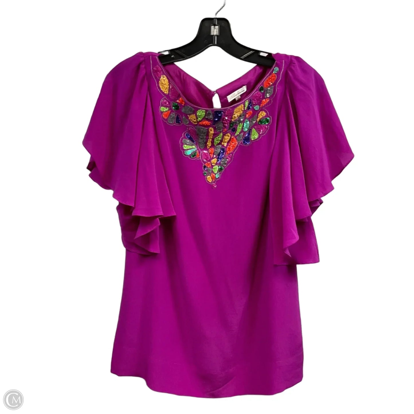Blouse Short Sleeve By Shoshanna In Purple, Size: S