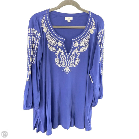 Top 3/4 Sleeve By J. Jill In Blue, Size: 3x