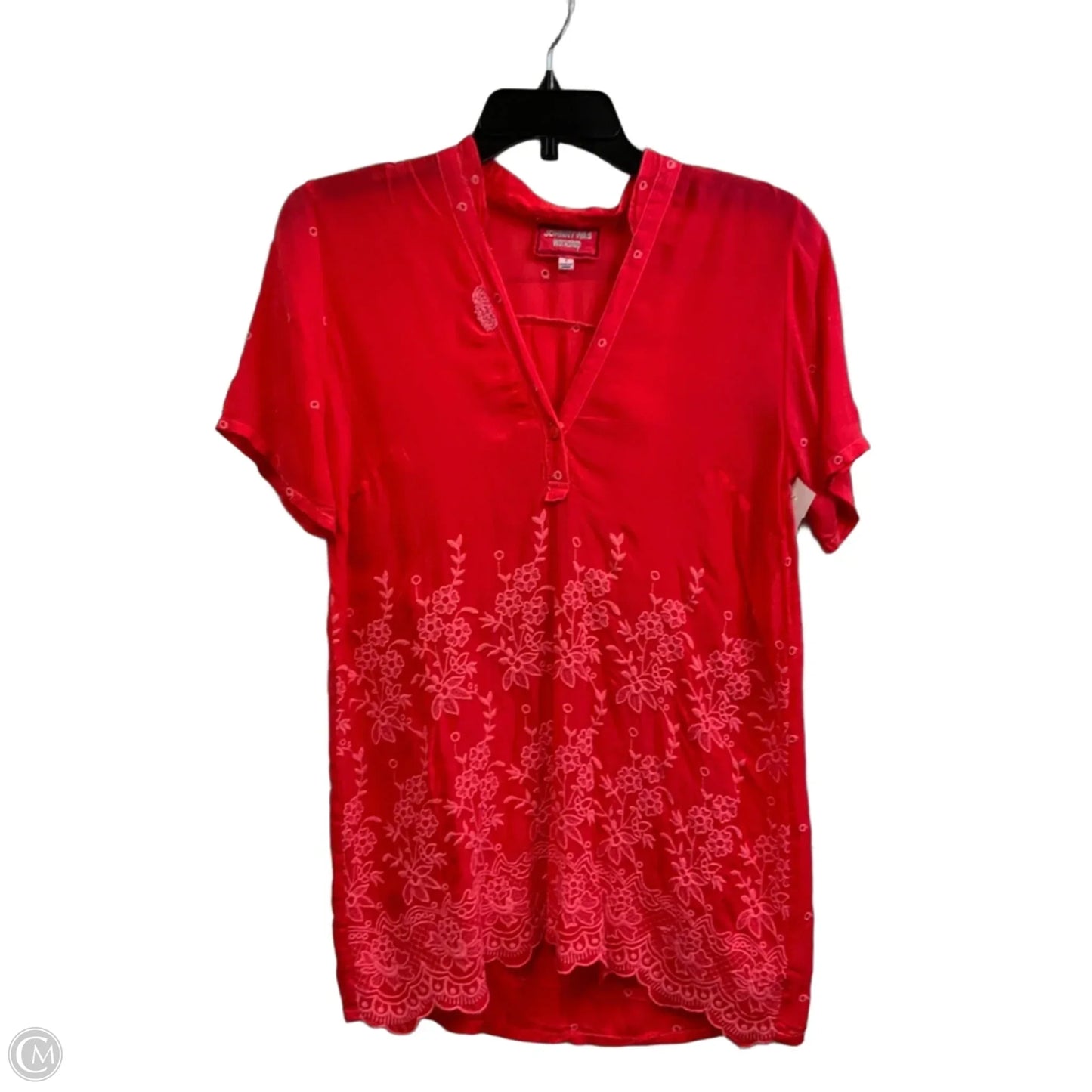 Blouse Short Sleeve By Johnny Was In Red, Size: S