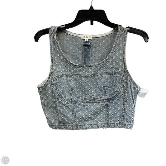 Top Sleeveless By Pol In Blue Denim, Size: S
