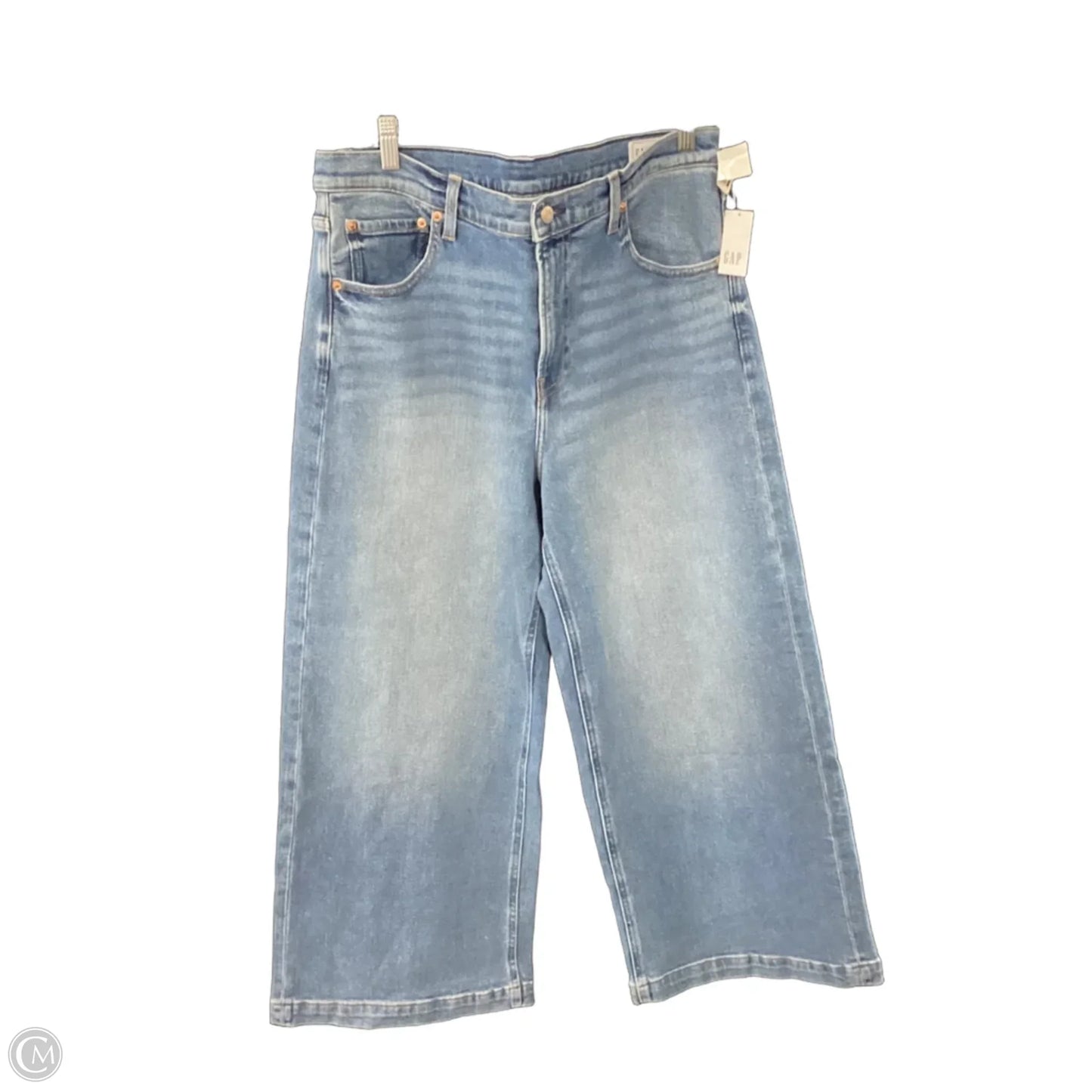 Jeans Wide Leg By Gap In Blue Denim, Size: 14 short