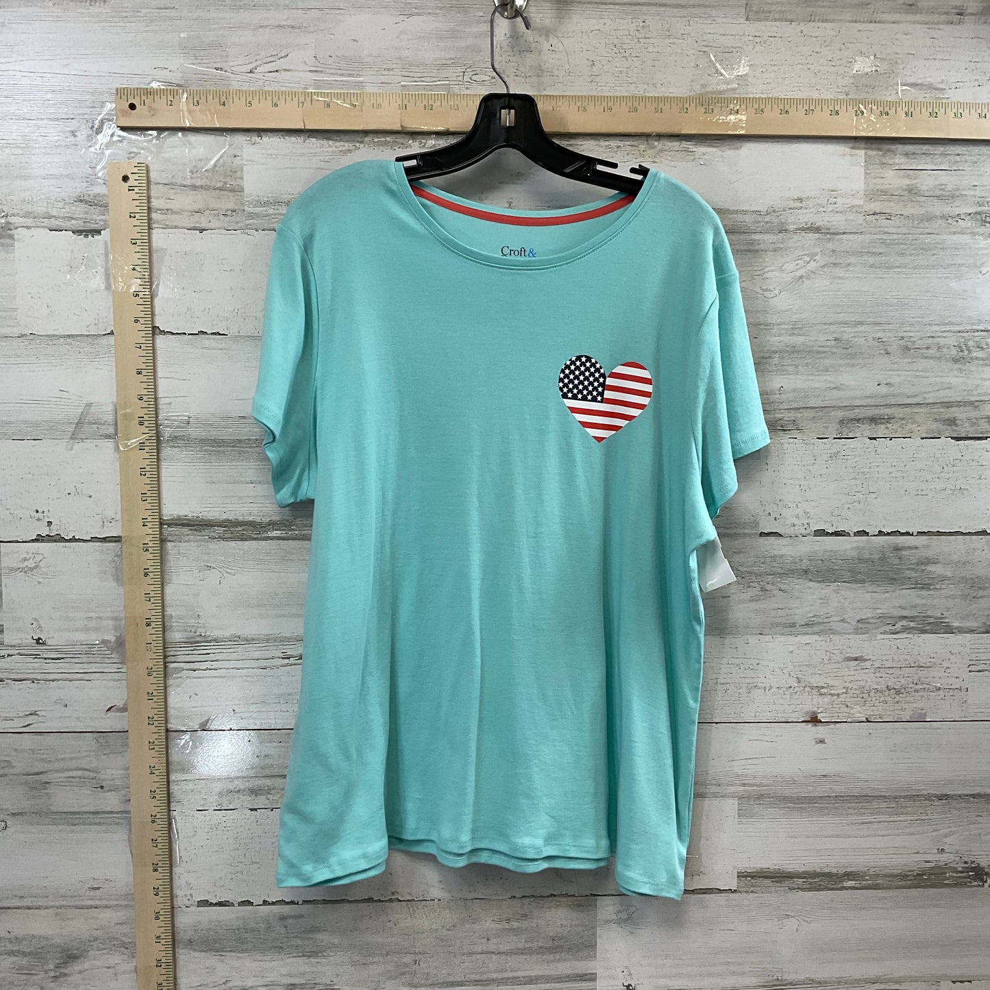 Blue Top Short Sleeve Basic Croft And Barrow, Size Xxl