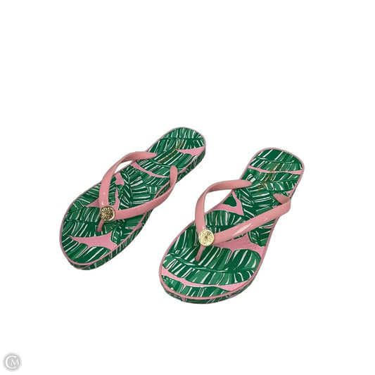 Sandals Flip Flops By Lilly Pulitzer In Green & Pink, Size: 8