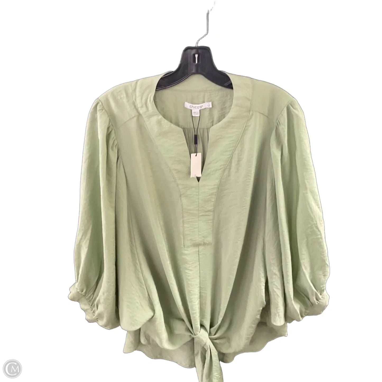 Blouse Short Sleeve By Chicos In Green, Size: M