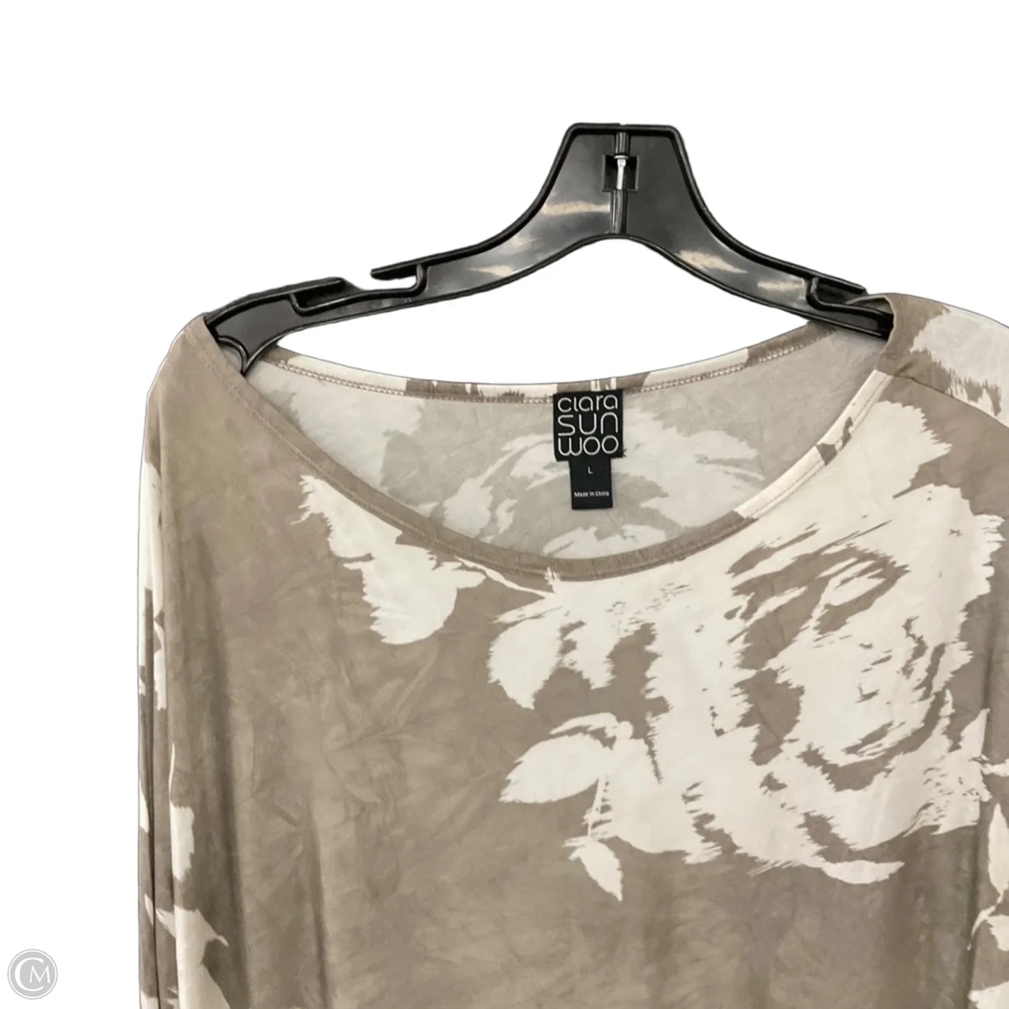 Blouse 3/4 Sleeve By Clara Sun Woo In Grey, Size: L