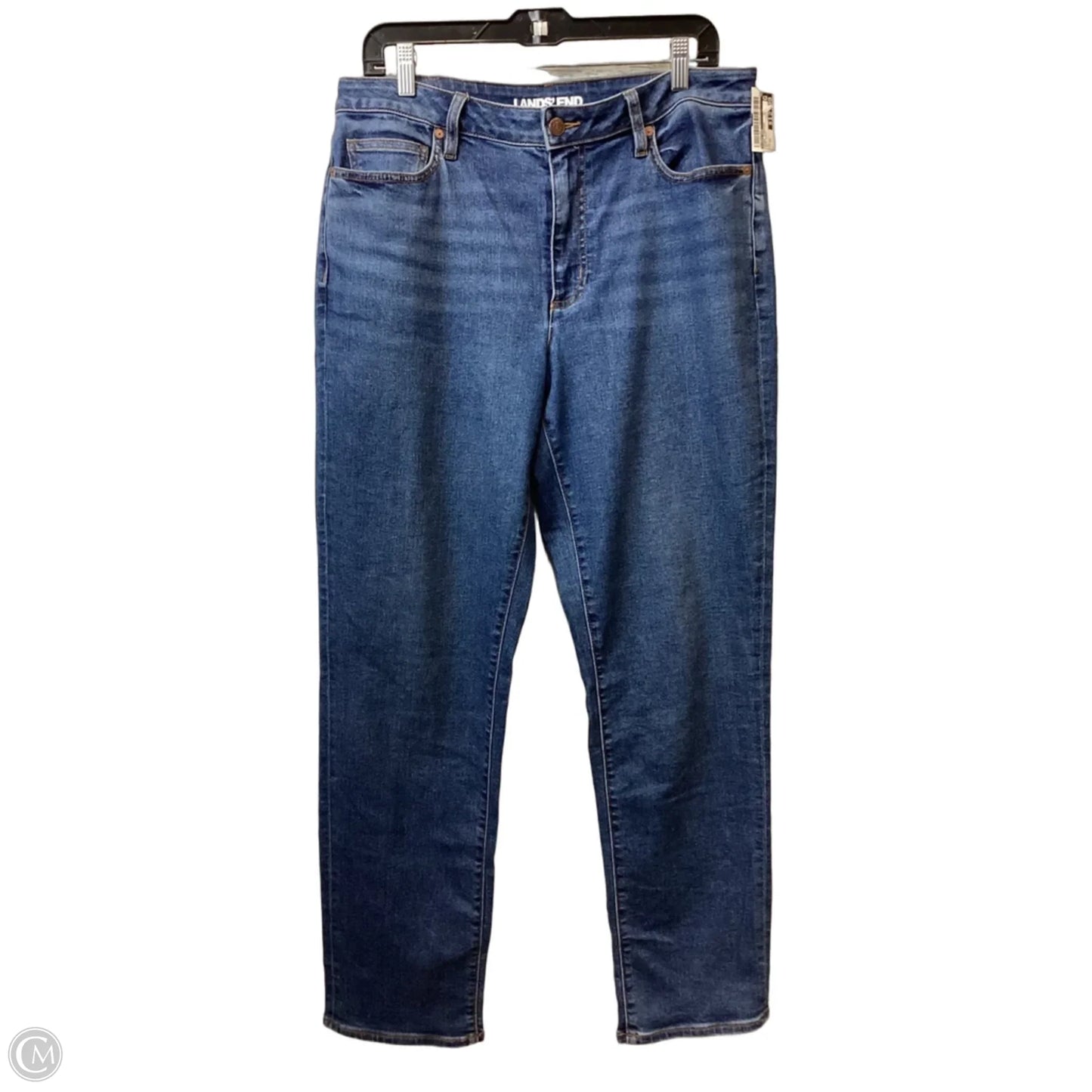 Jeans Straight By Lands End In Blue Denim, Size: 12