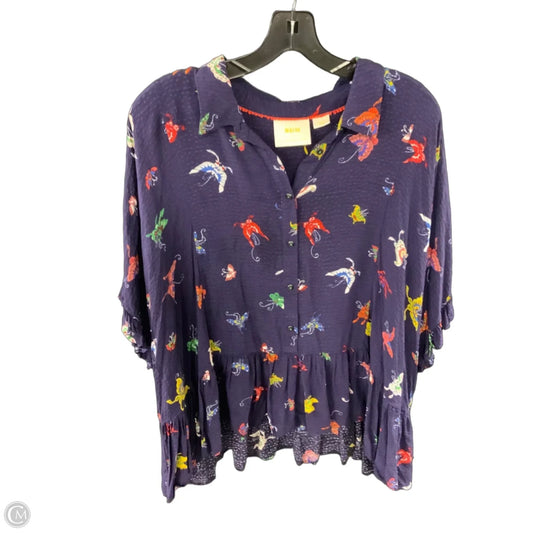 Blouse Short Sleeve By Maeve In Blue, Size: Xl