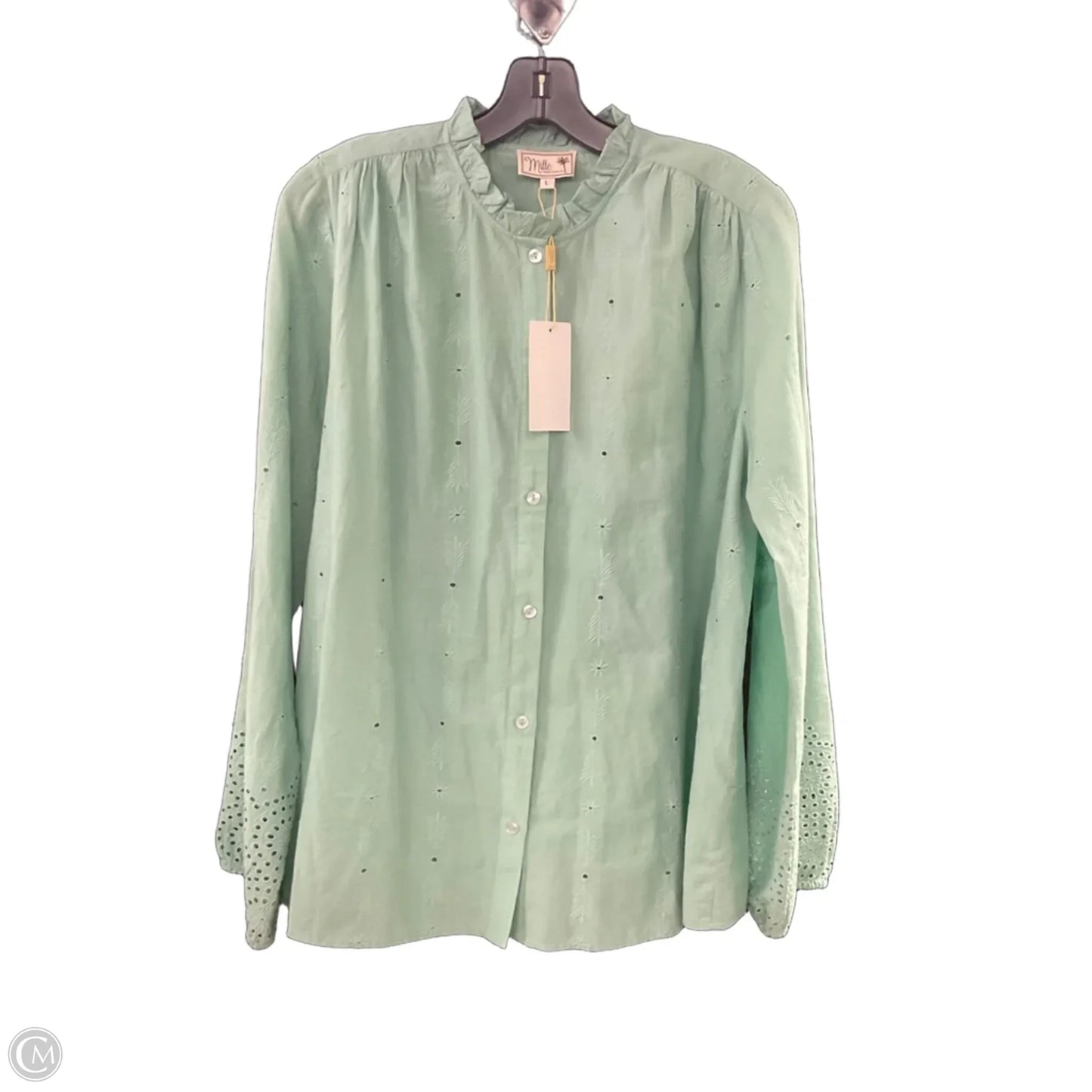 Blouse Long Sleeve By Millie In Green, Size: L