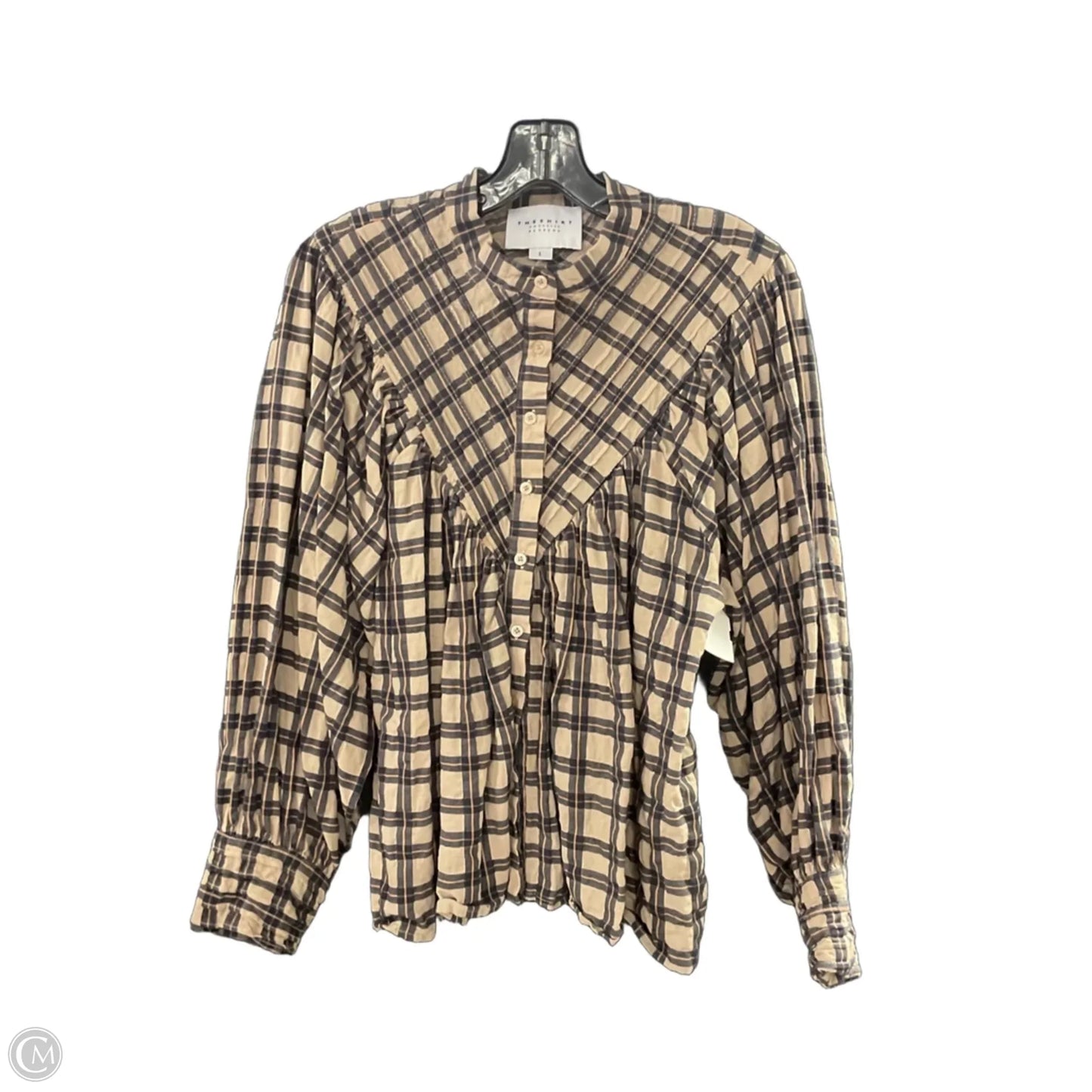 Blouse Long Sleeve By The Shirt In Brown, Size: L
