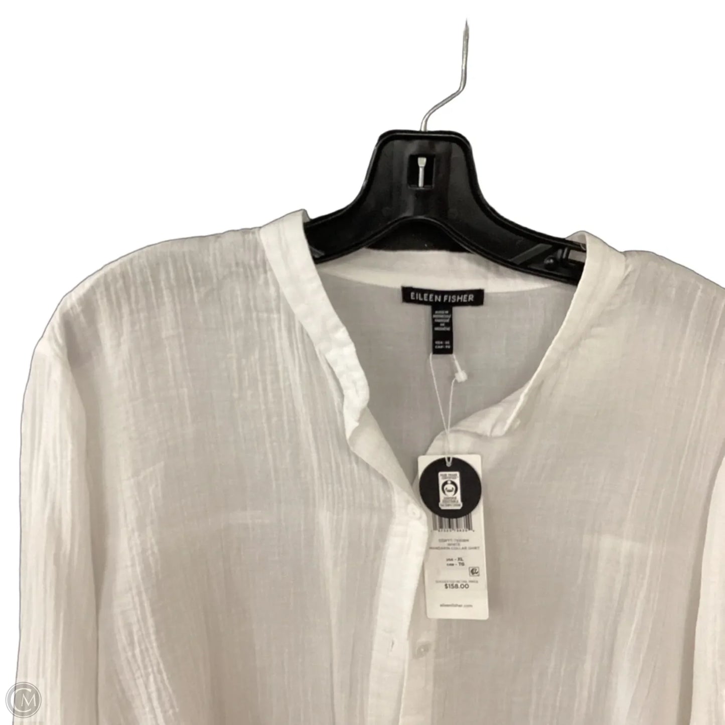 Blouse Long Sleeve By Eileen Fisher In White, Size: Xl
