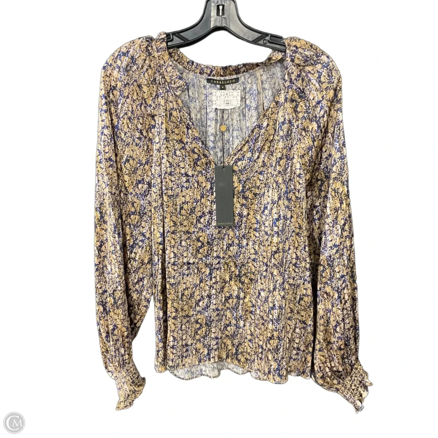 Blouse Long Sleeve By Caballero In Gold, Size: S