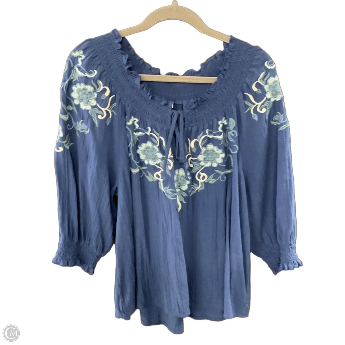 Blouse 3/4 Sleeve By Sundance In Blue, Size: Xl