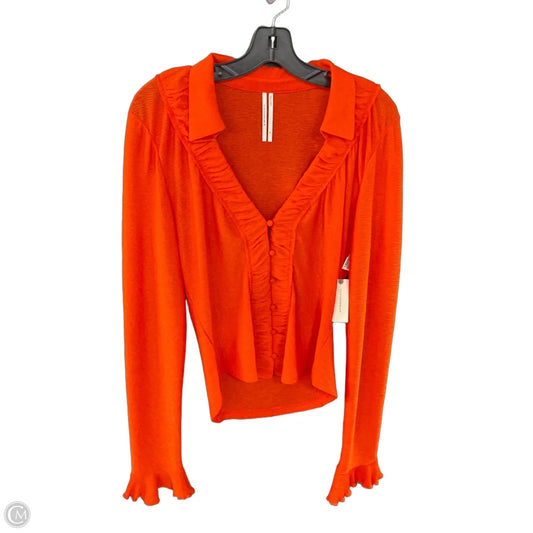 Blouse Long Sleeve By Anthropologie In Orange, Size: M