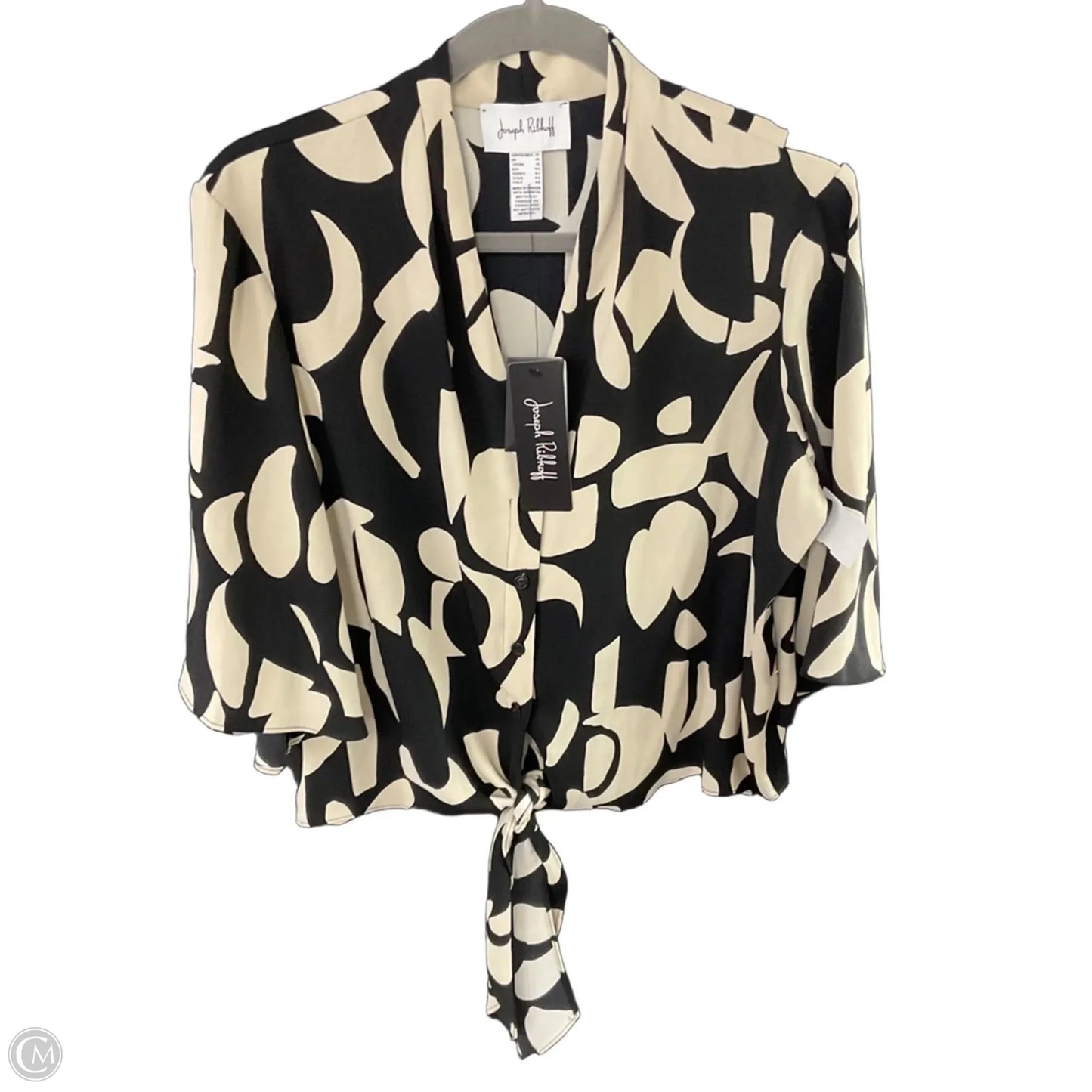 Blouse Short Sleeve By Joseph Ribkoff In Black & Tan, Size: L