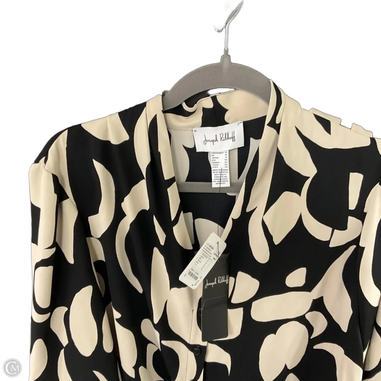 Blouse Short Sleeve By Joseph Ribkoff In Black & Tan, Size: L