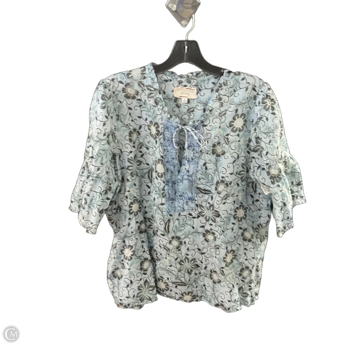 Blouse Short Sleeve By Johnny Was In Blue, Size: M