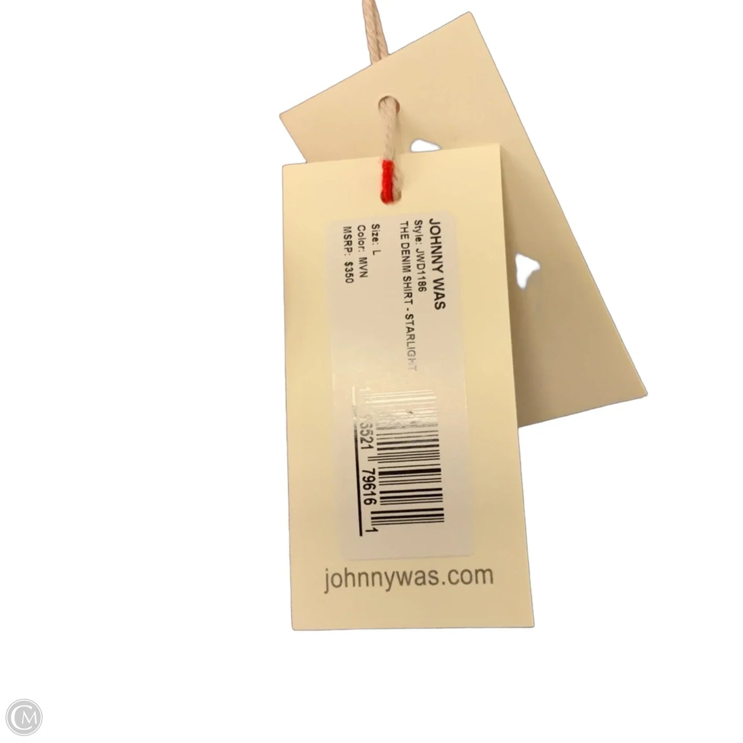Jacket Shirt By Johnny Was In Blue Denim, Size: L