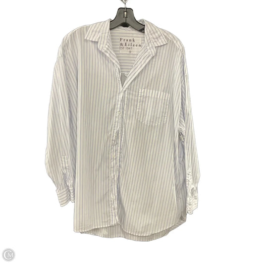 Blouse Long Sleeve By Frank And Eileen In Blue & White, Size: S