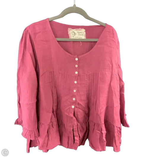 Blouse 3/4 Sleeve By HEARTS DESIRE BY MARY GRACE In Pink, Size: Xl