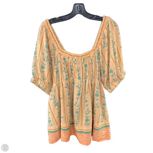 Blouse Short Sleeve By Free People In Brown, Size: M