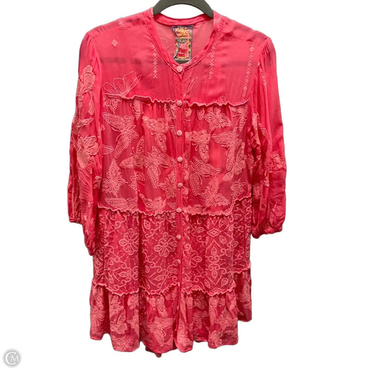 Dress Casual Short By Johnny Was In Pink, Size: L