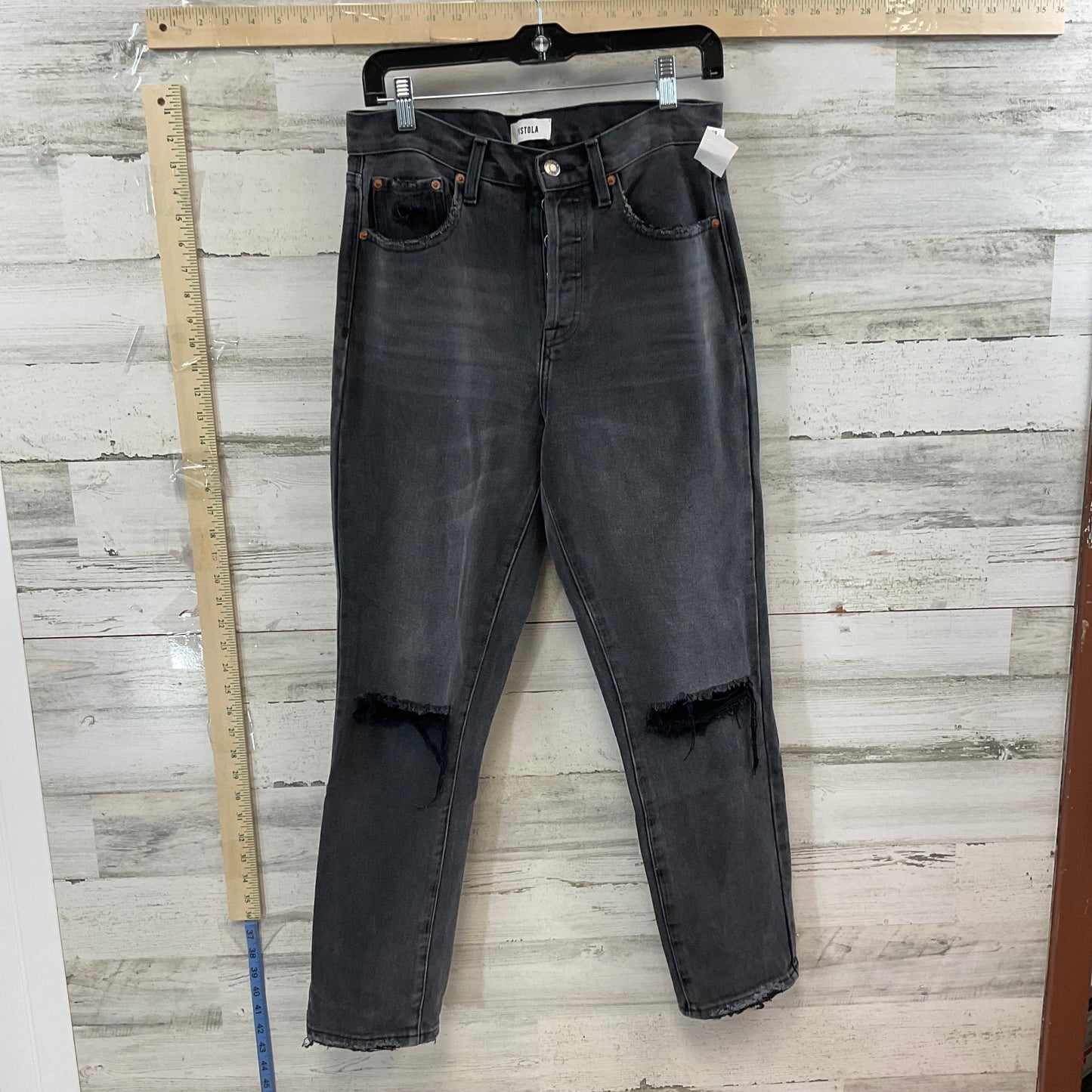 Black Denim Jeans Straight Pistola, Size 6