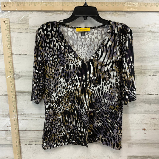 Black & White Top Short Sleeve St John Collection, Size L
