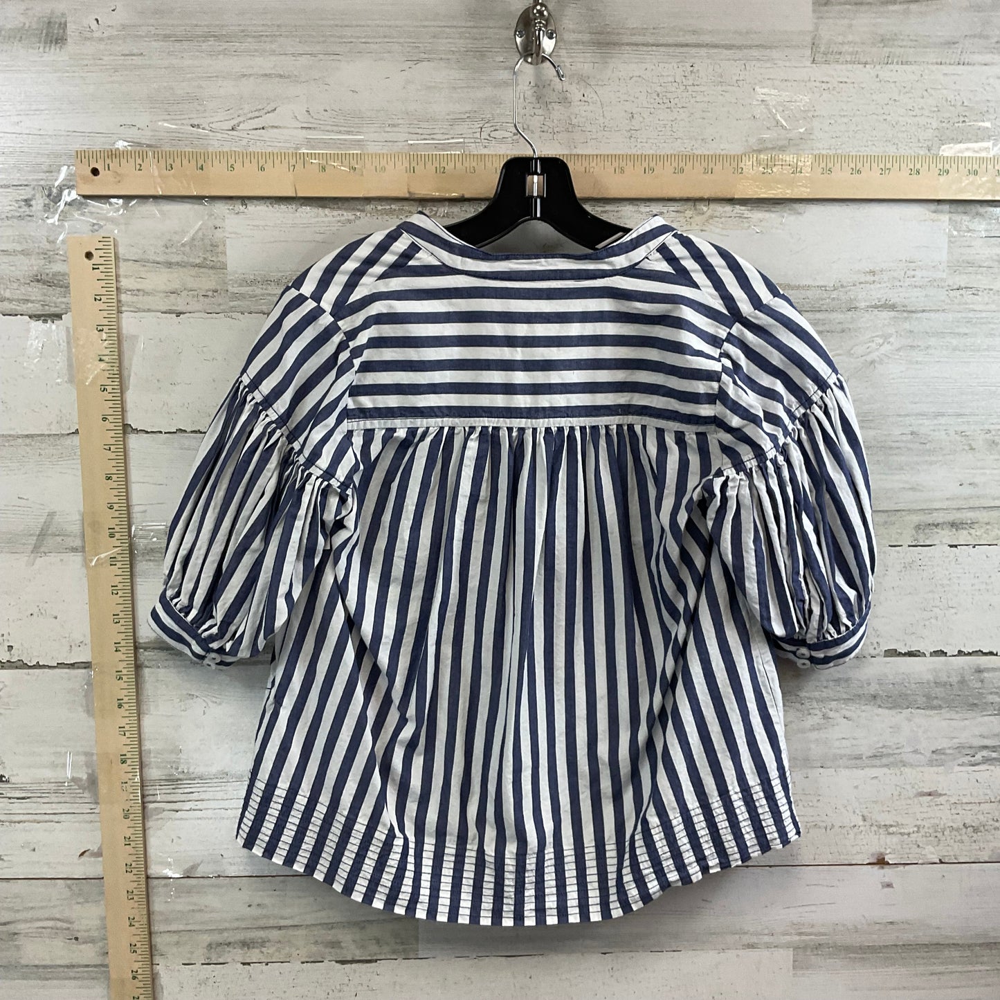 Blue & White Top Short Sleeve Anthropologie, Size Xxs