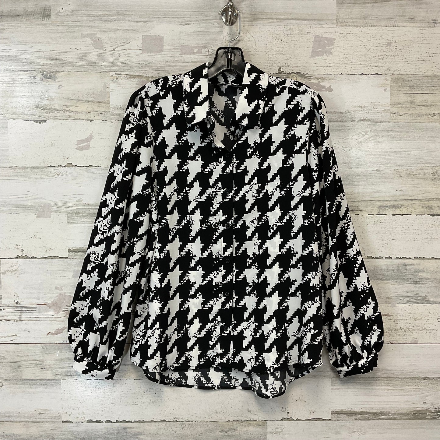 Blouse Long Sleeve By Karl Lagerfeld In Black & White, Size: M