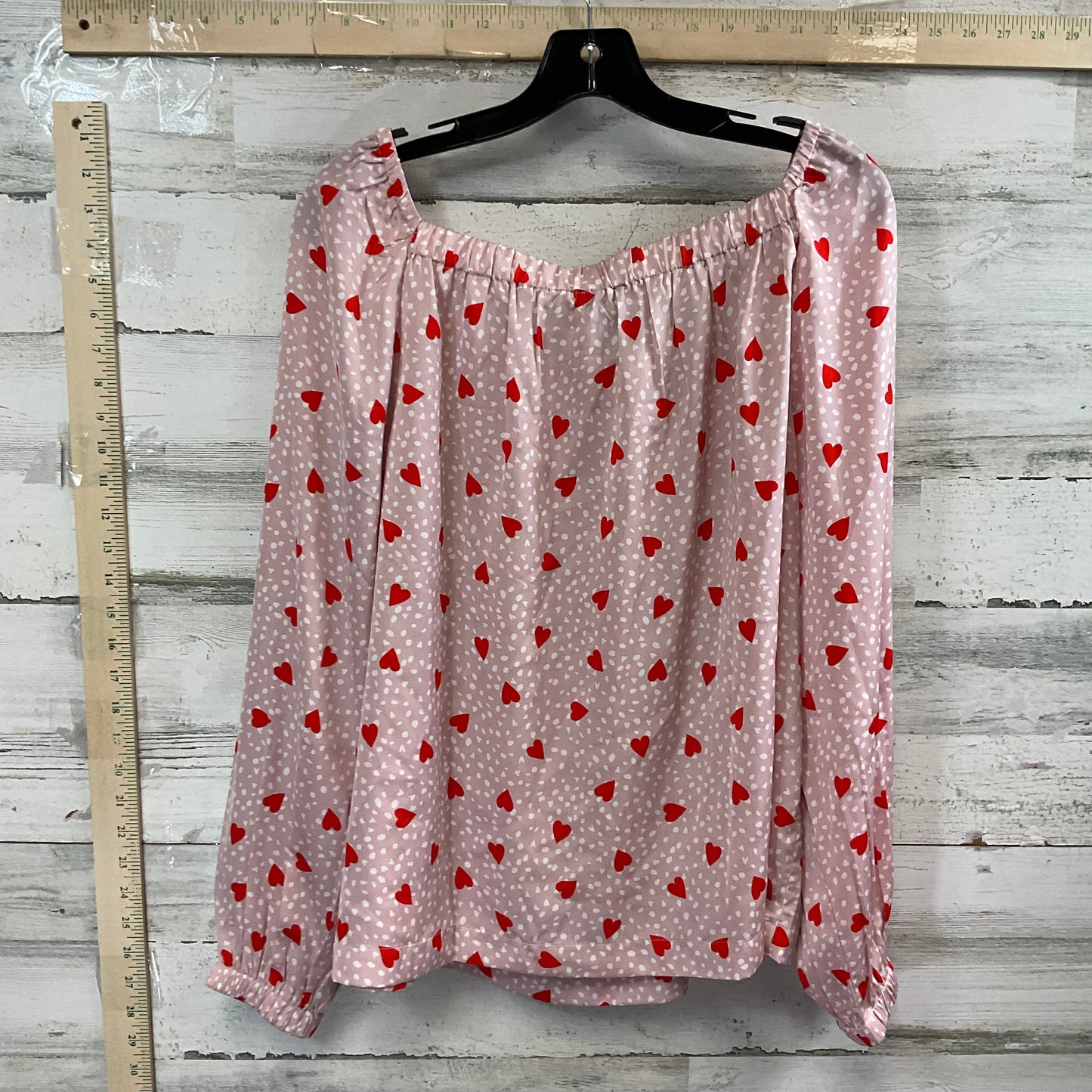 Top Long Sleeve By Ann Taylor In Pink & Red, Size: L