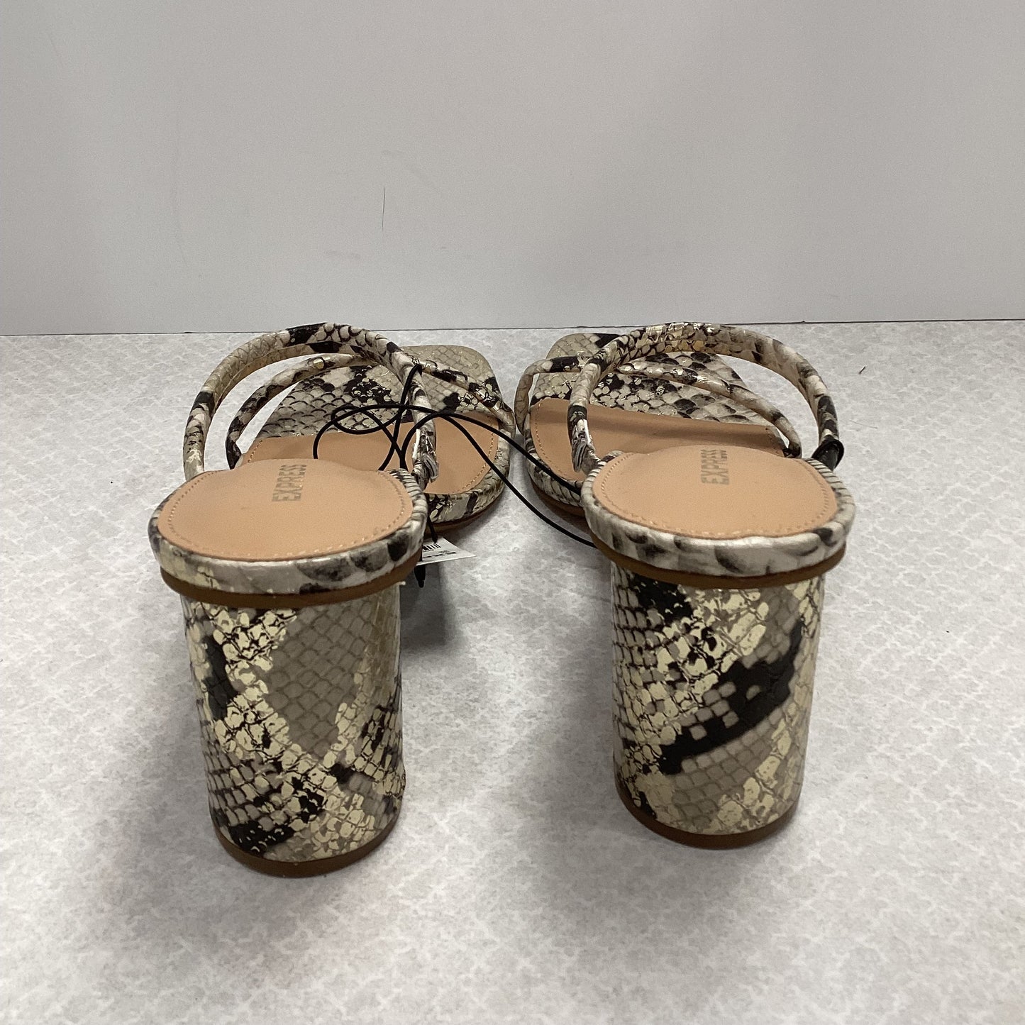 Snakeskin Print Sandals Heels Block Express, Size 10