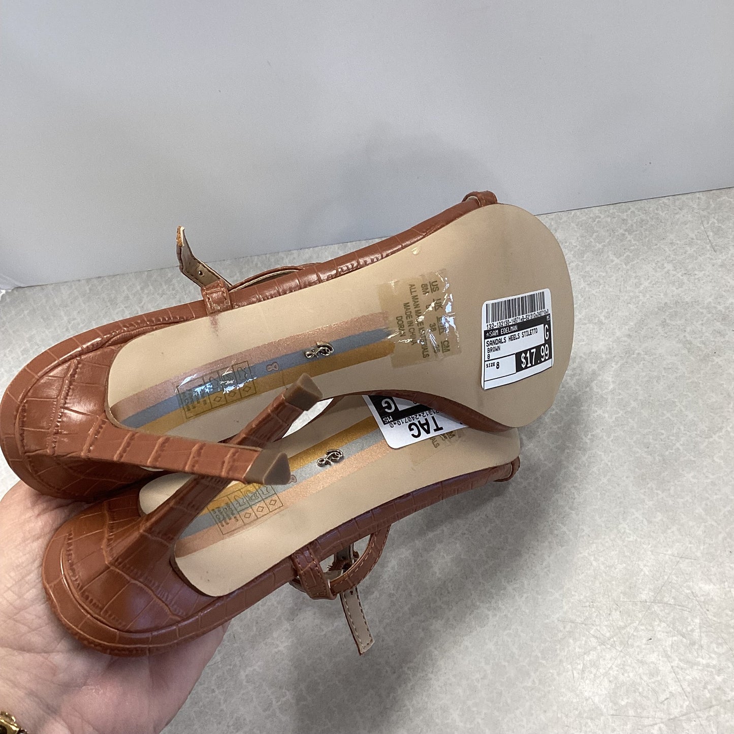 Brown Sandals Heels Stiletto Sam Edelman, Size 8