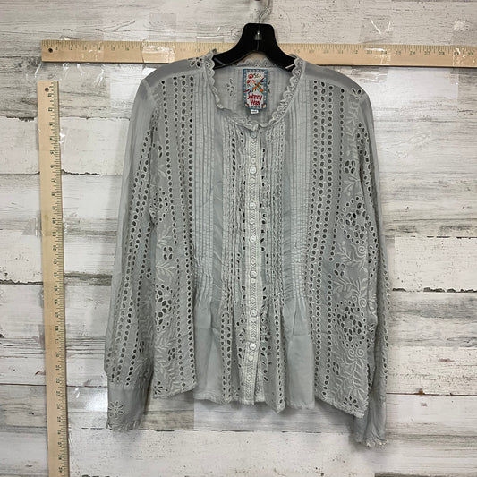 Grey Blouse Long Sleeve Johnny Was, Size S