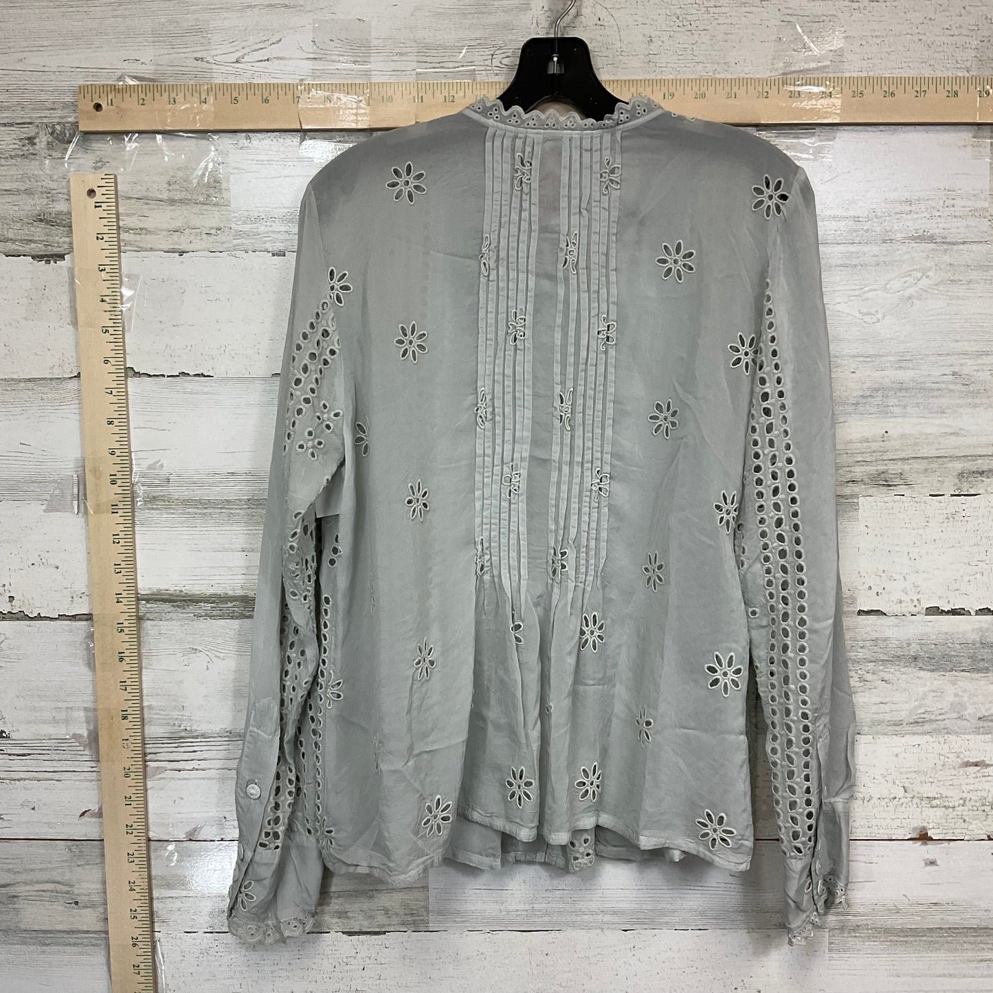 Grey Blouse Long Sleeve Johnny Was, Size S