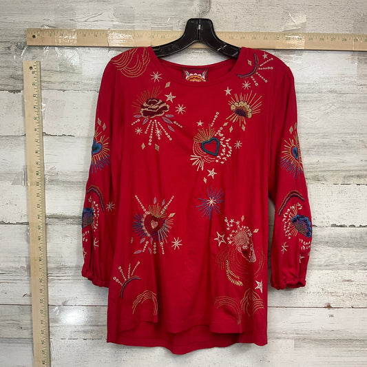 Red Top 3/4 Sleeve Johnny Was, Size Xs