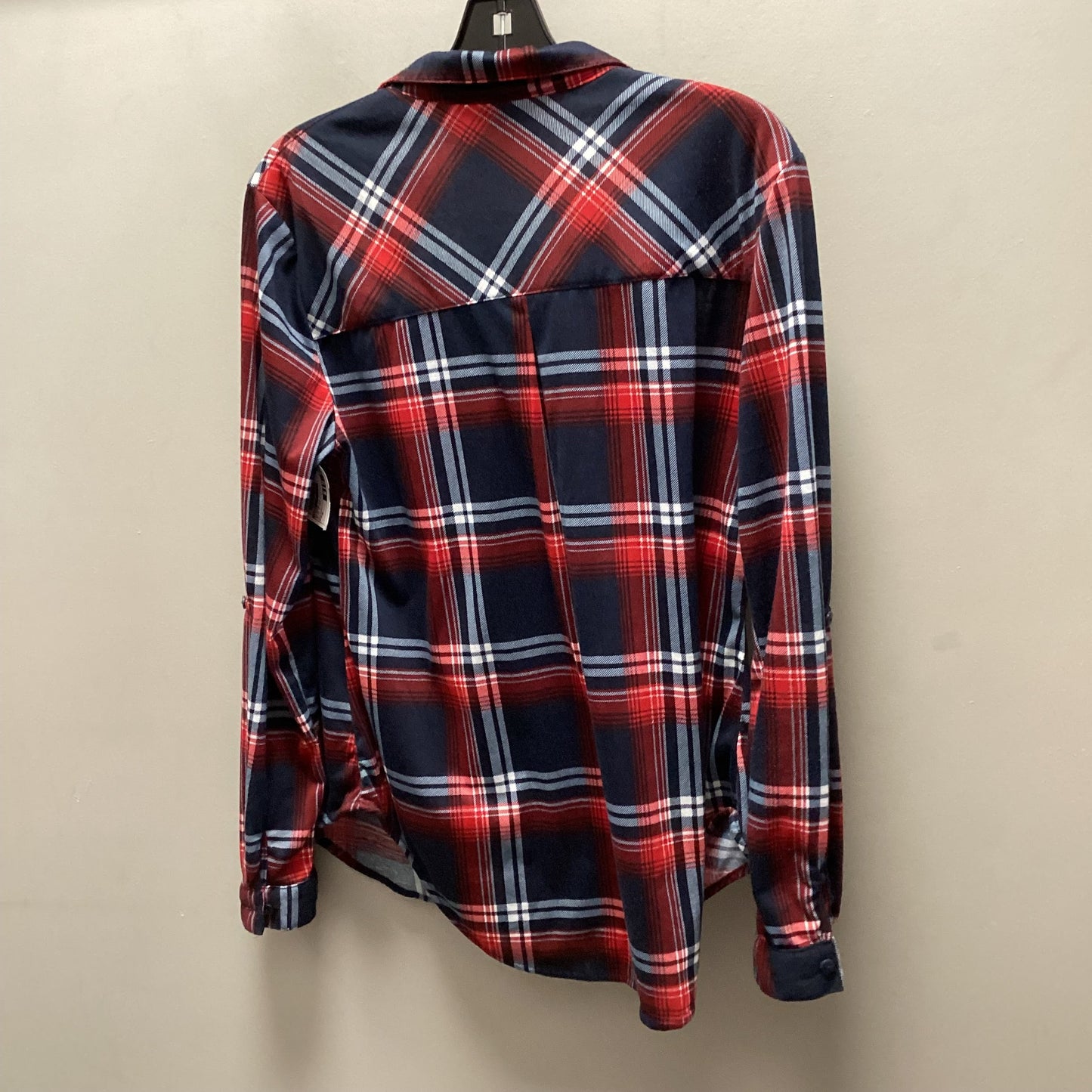 Blouse Long Sleeve By Eden & Olivia In Blue & Red & White, Size: M