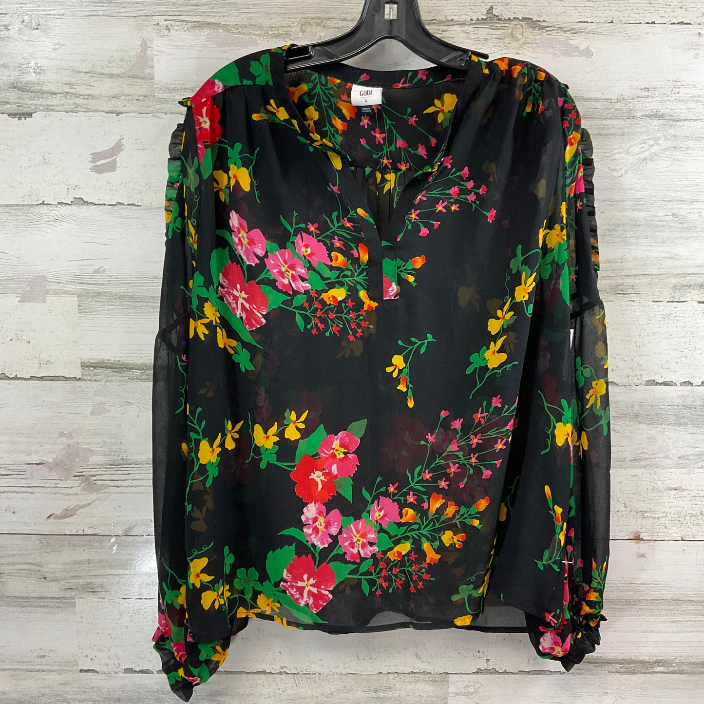 Top Long Sleeve By Cabi In Black, Size: L