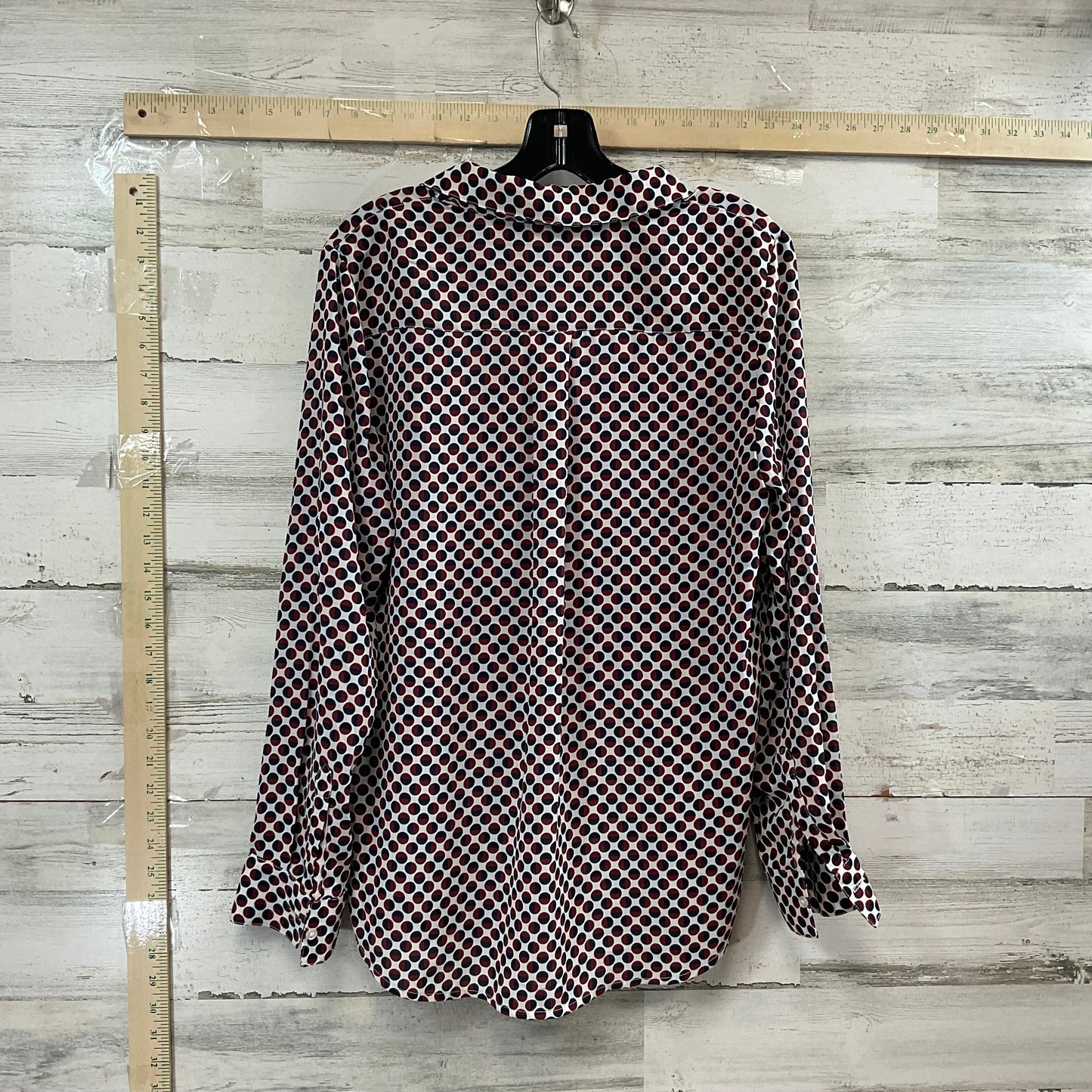 Blouse Long Sleeve By Premise Studio In Red & White, Size: M