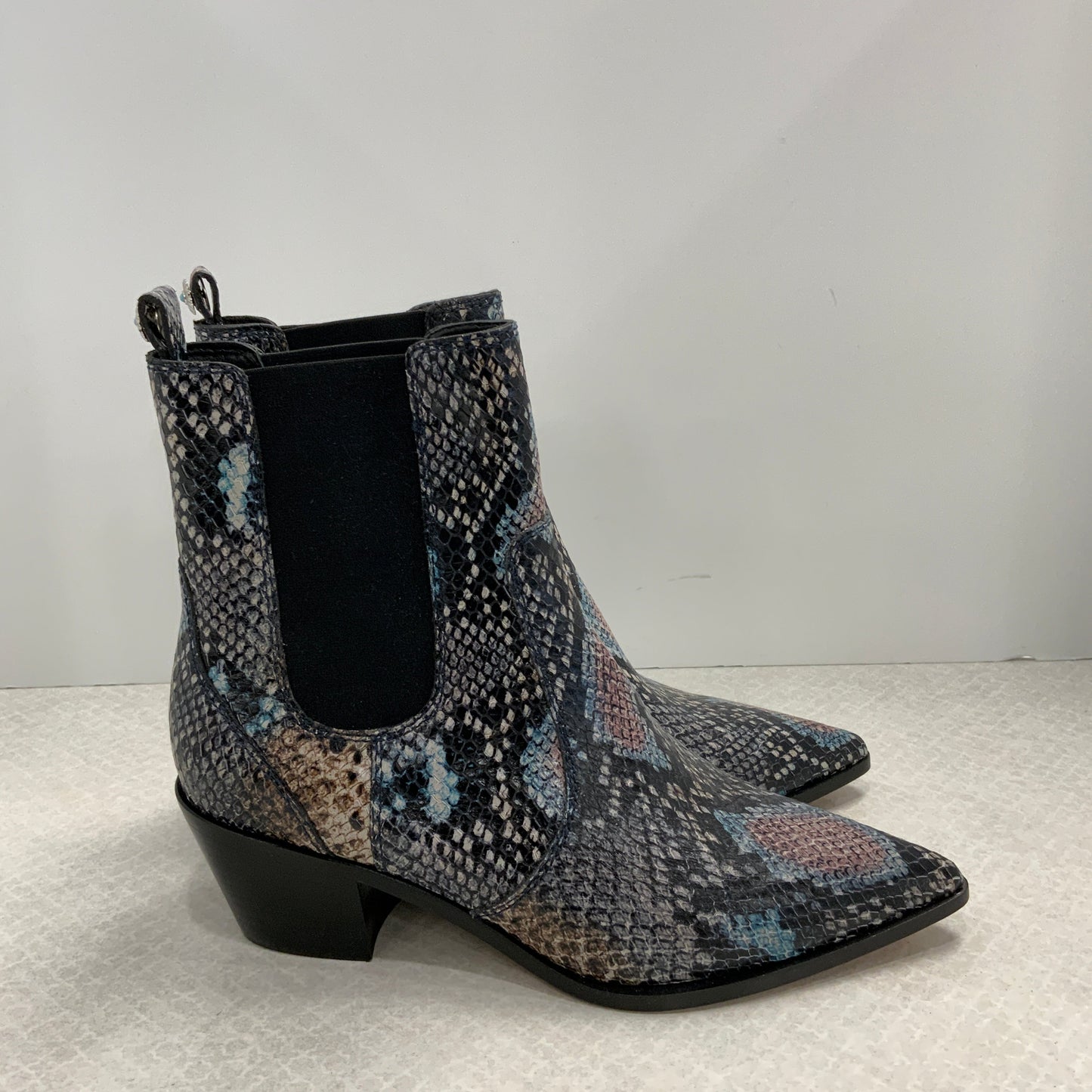 Boots Ankle Heels By Paige In Black & Blue, Size: 7