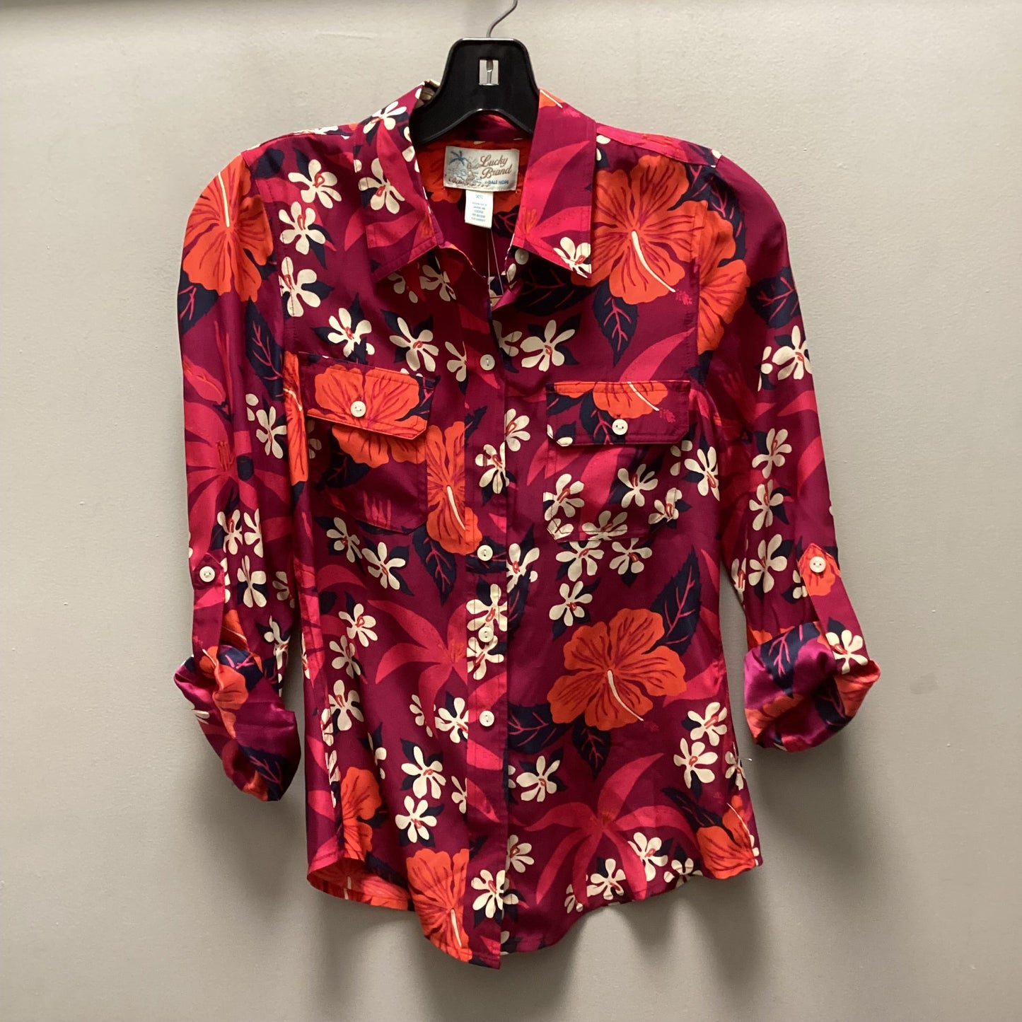 Blouse Long Sleeve By Lucky Brand In Purple & Red, Size: Xs