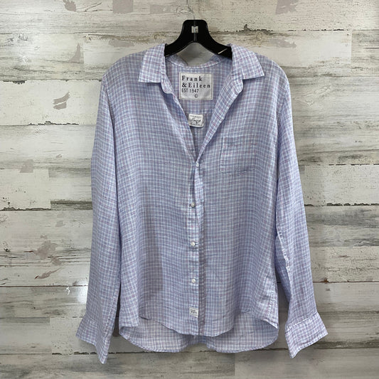 Blouse Long Sleeve By Frank And Eileen In Blue & Pink, Size: L