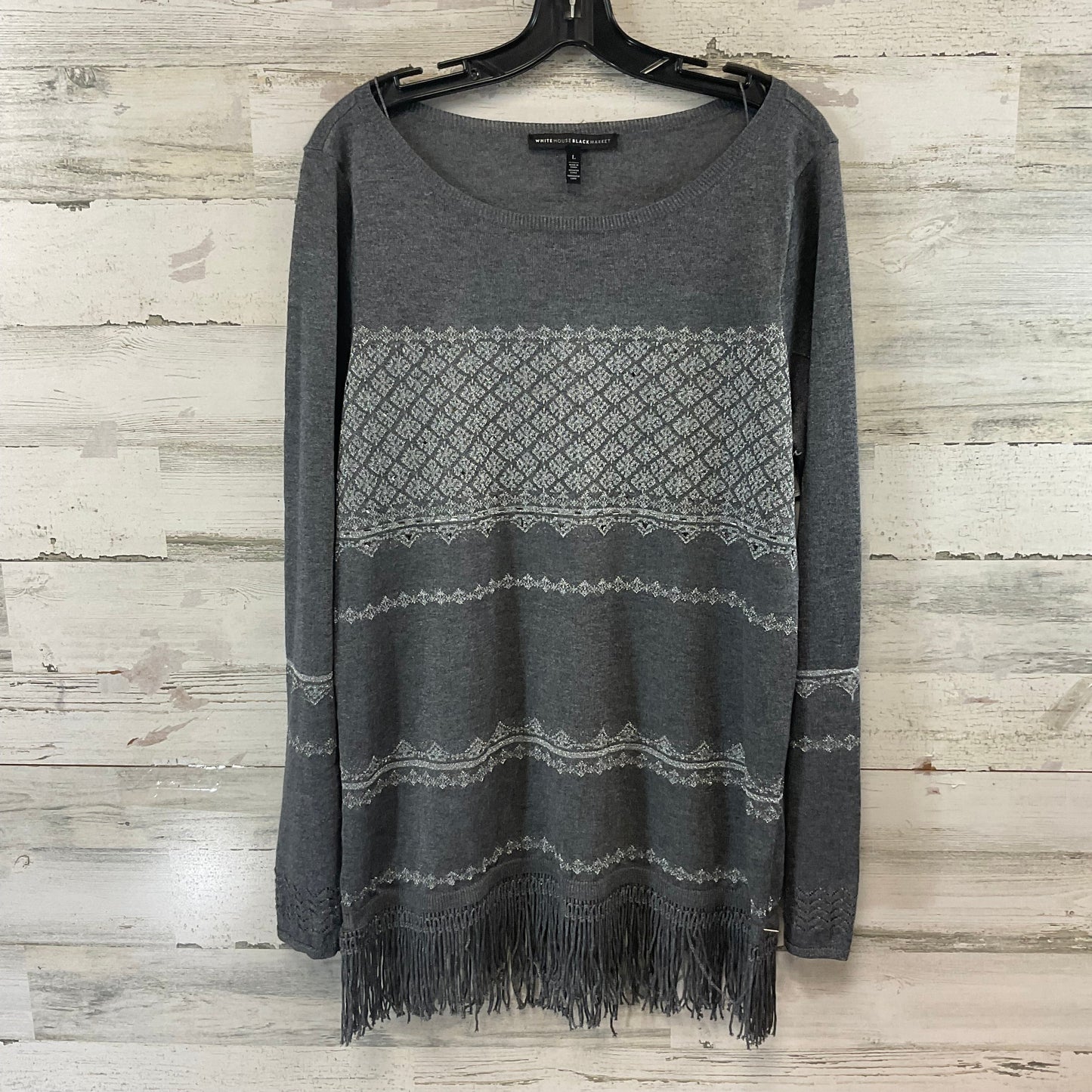 Top Long Sleeve By White House Black Market In Grey, Size: L