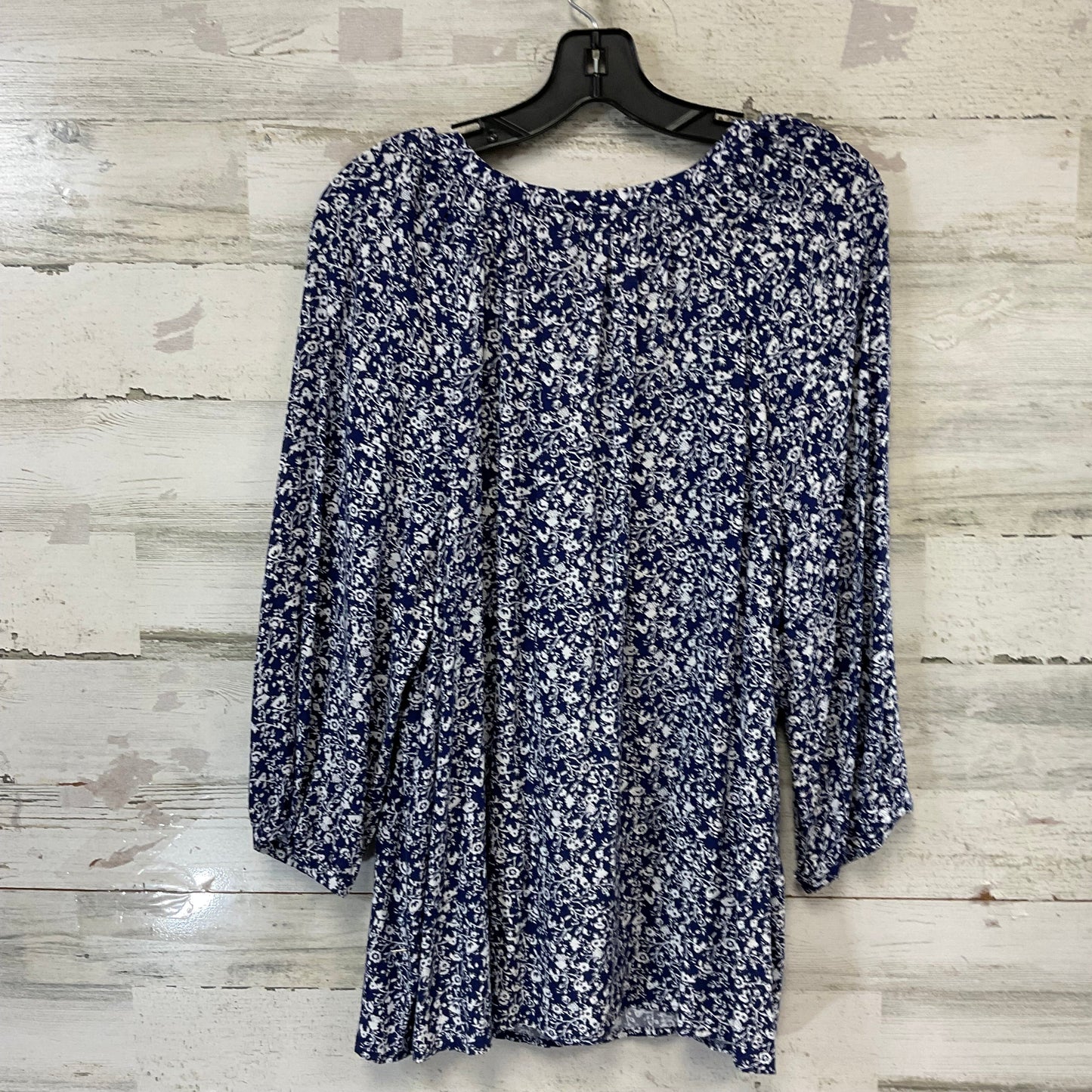 Top 3/4 Sleeve By Jones And Co In Blue & White, Size: 2x