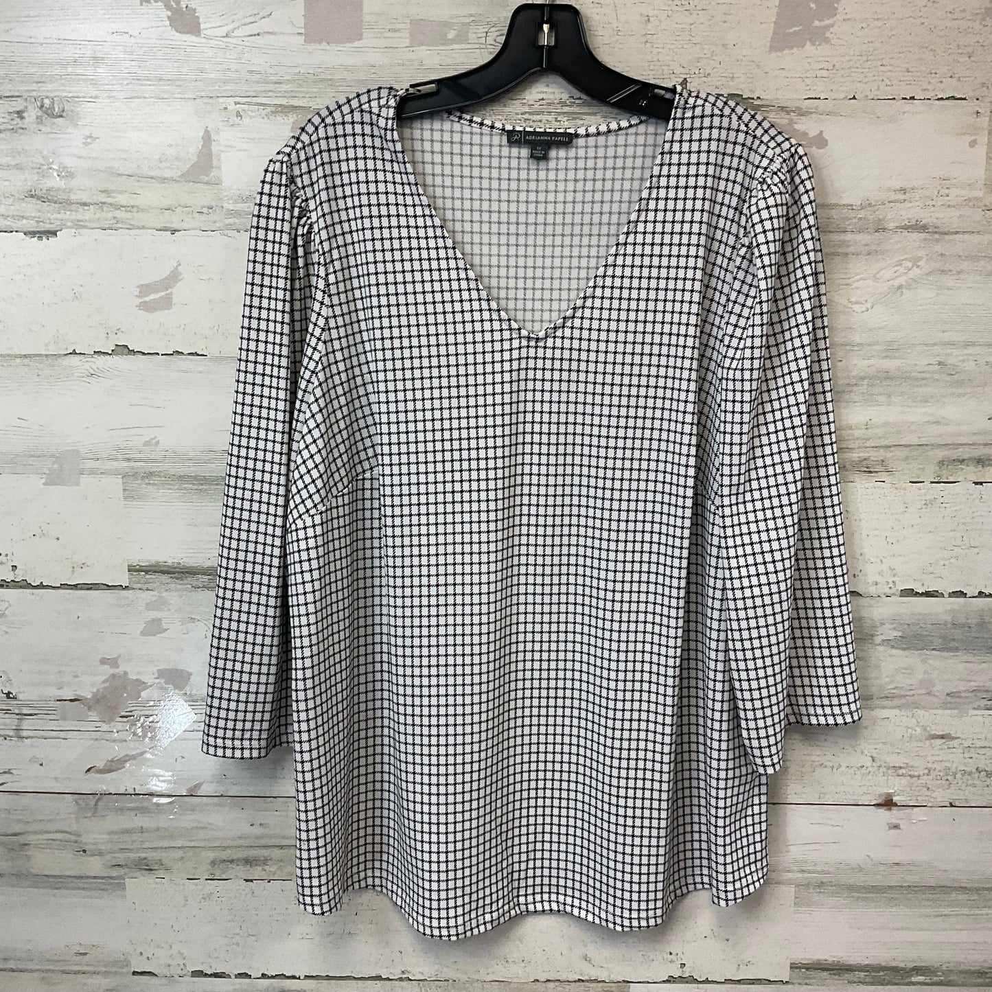 Top Long Sleeve By Adrianna Papell In Black & White, Size: 1x